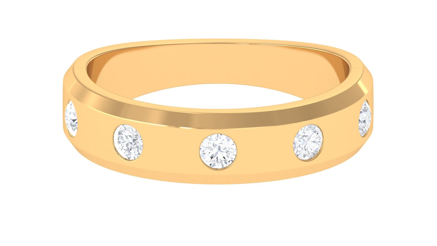 Certified Natural Diamond Mens Wedding Band