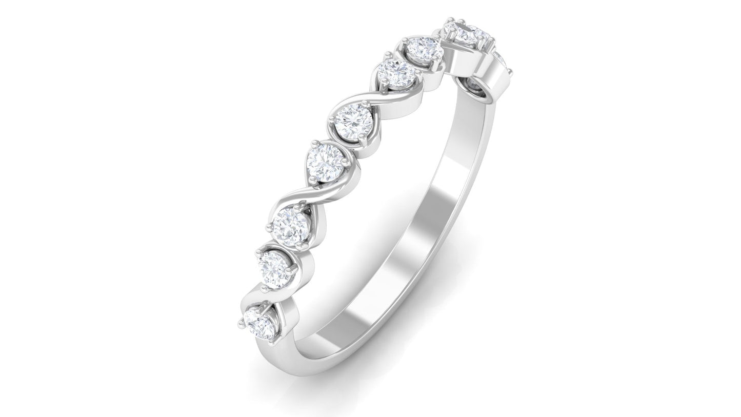 Natural Diamond Half Eternity Infinity Ring for Valentines