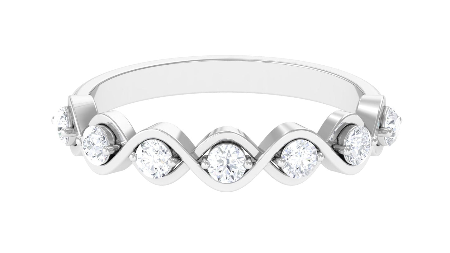 Certified Natural Diamond Half Eternity Ring with Infinity Knot