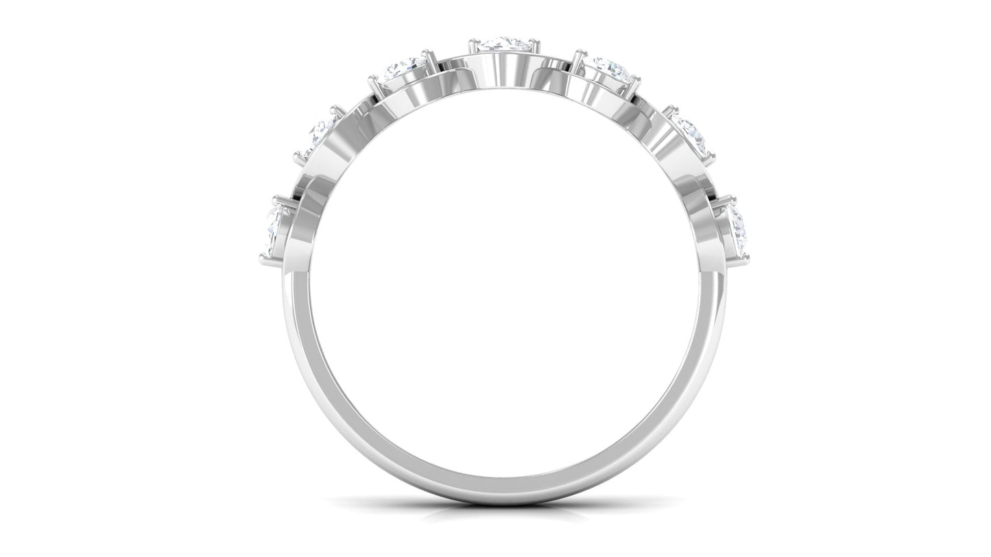 Certified Natural Diamond Half Eternity Ring with Infinity Knot
