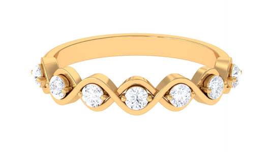Certified Natural Diamond Half Eternity Ring with Infinity Knot