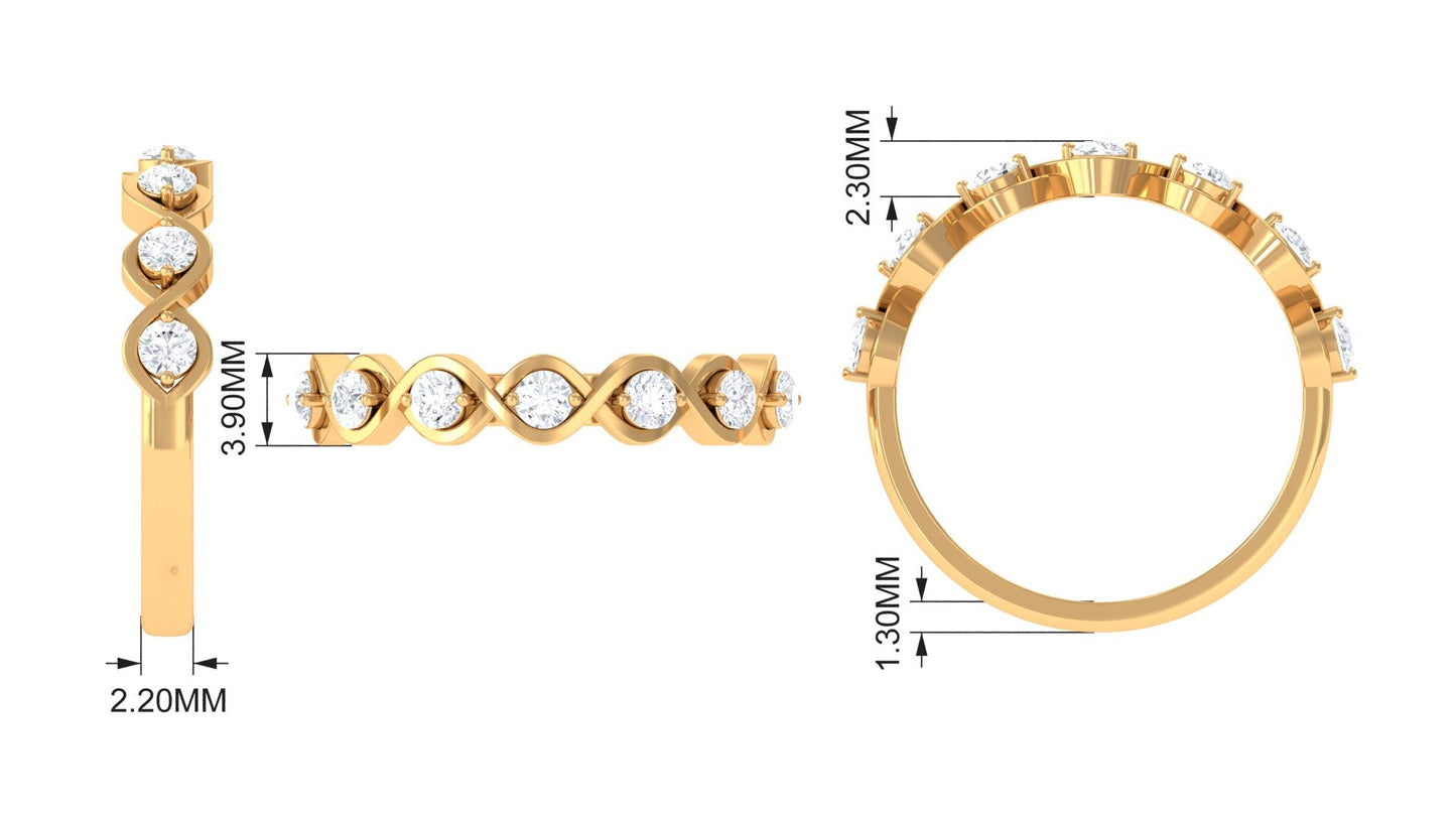 Certified Natural Diamond Half Eternity Ring with Infinity Knot