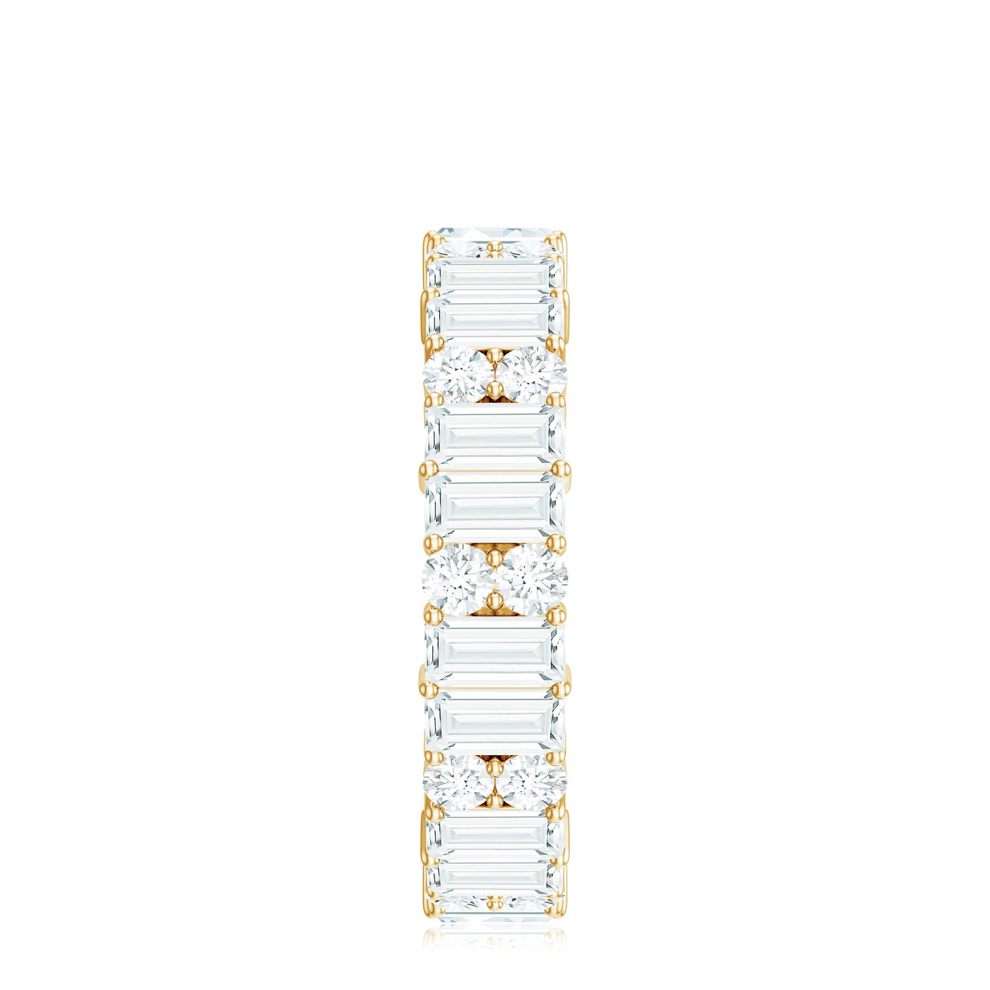 Round and Baguette Cut Moissanite Eternity Wedding Band