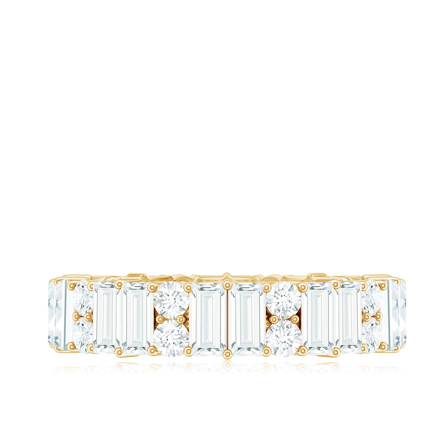 Round and Baguette Cut Moissanite Eternity Wedding Band