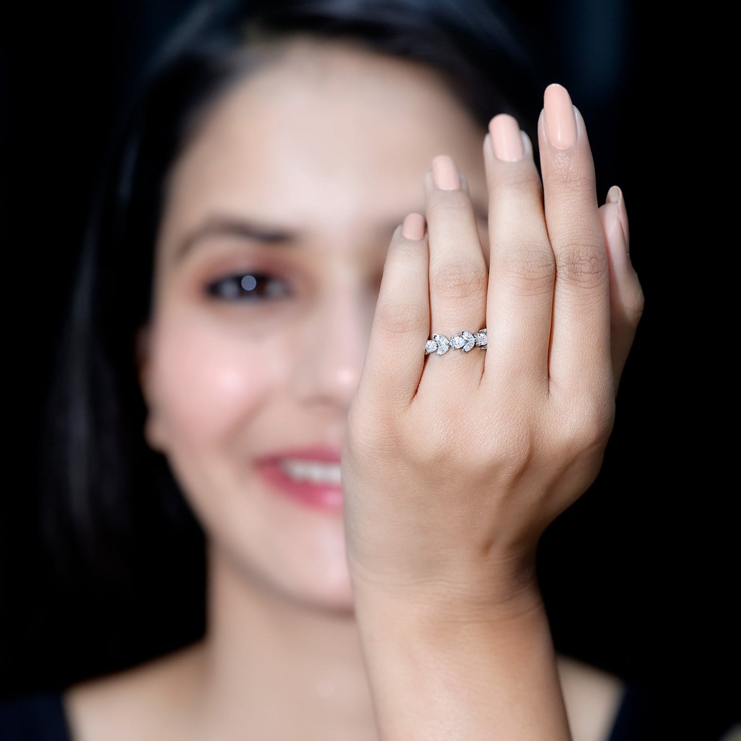Certified Moissanite Leaf Eternity Band Ring for Women