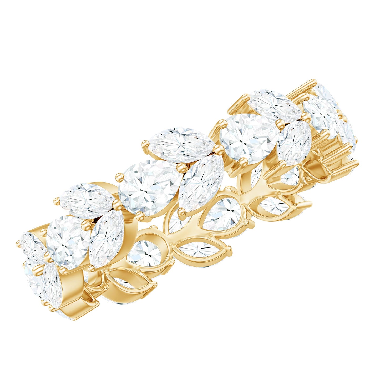 Certified Moissanite Leaf Eternity Band Ring for Women