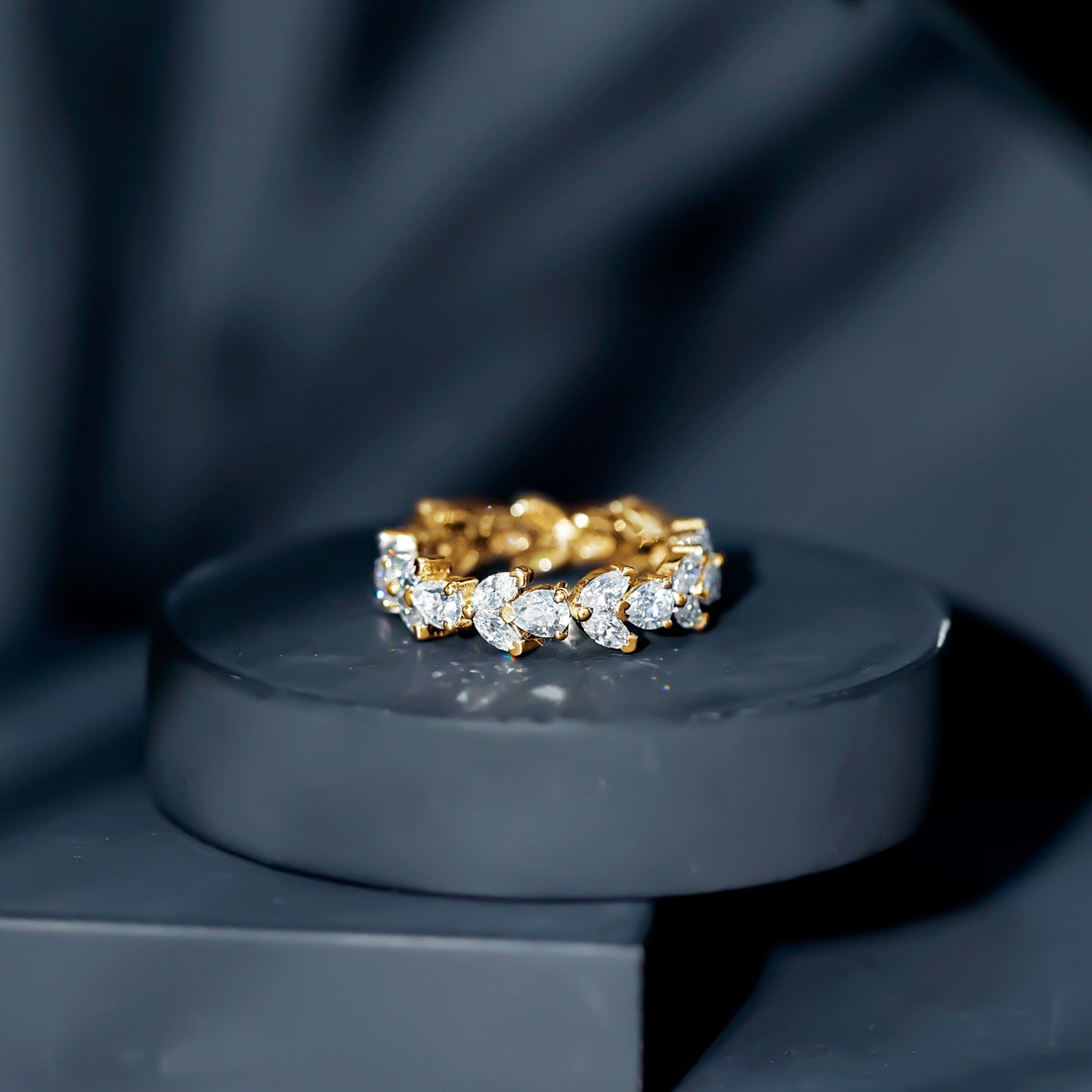 Certified Moissanite Leaf Eternity Band Ring for Women