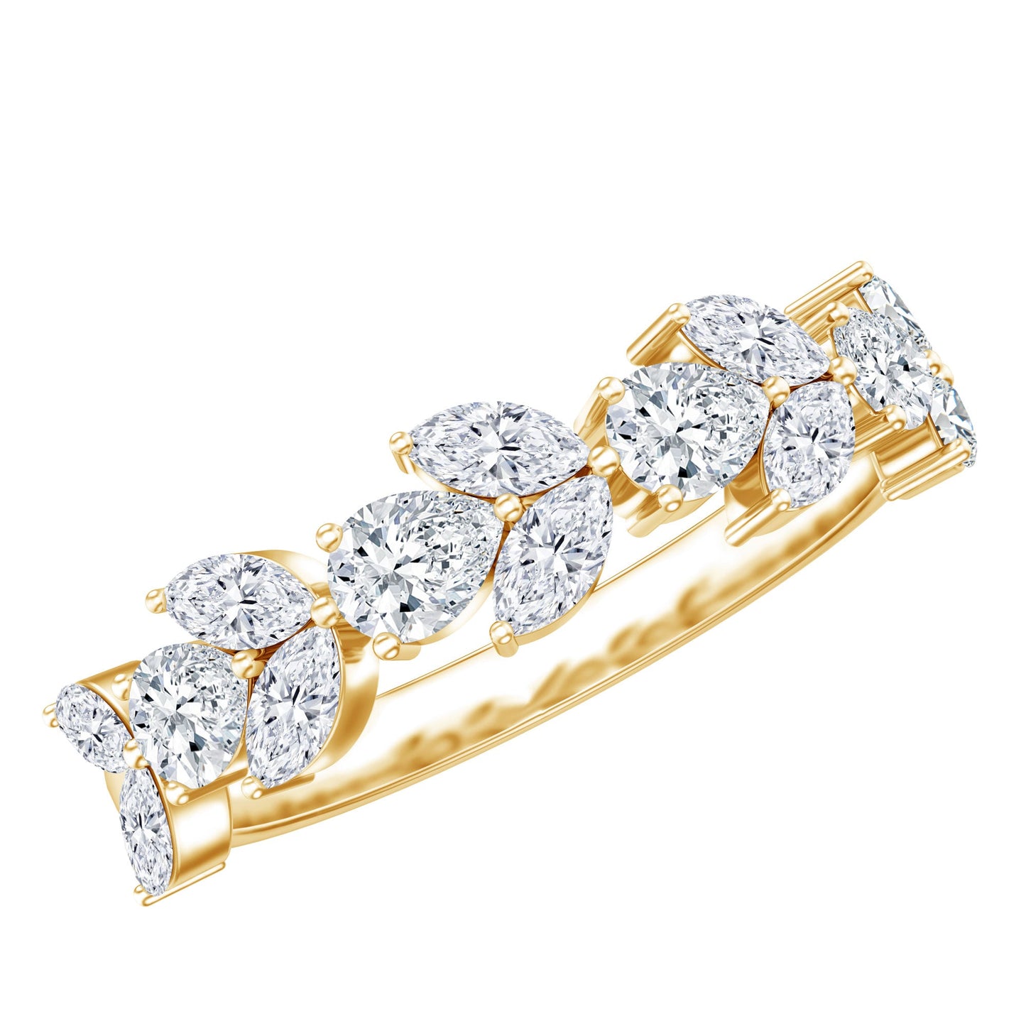 Marquise and Pear Cut Moissanite Half Eternity Band