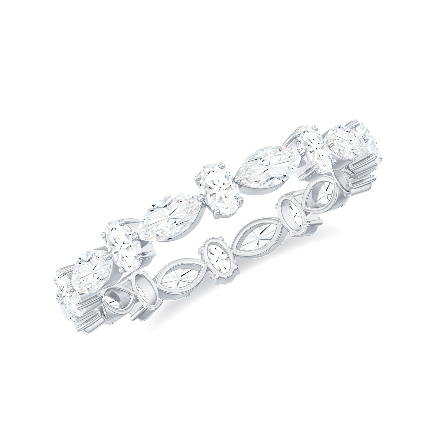 Oval and Marquise Cut Moissanite Stackable Eternity Ring