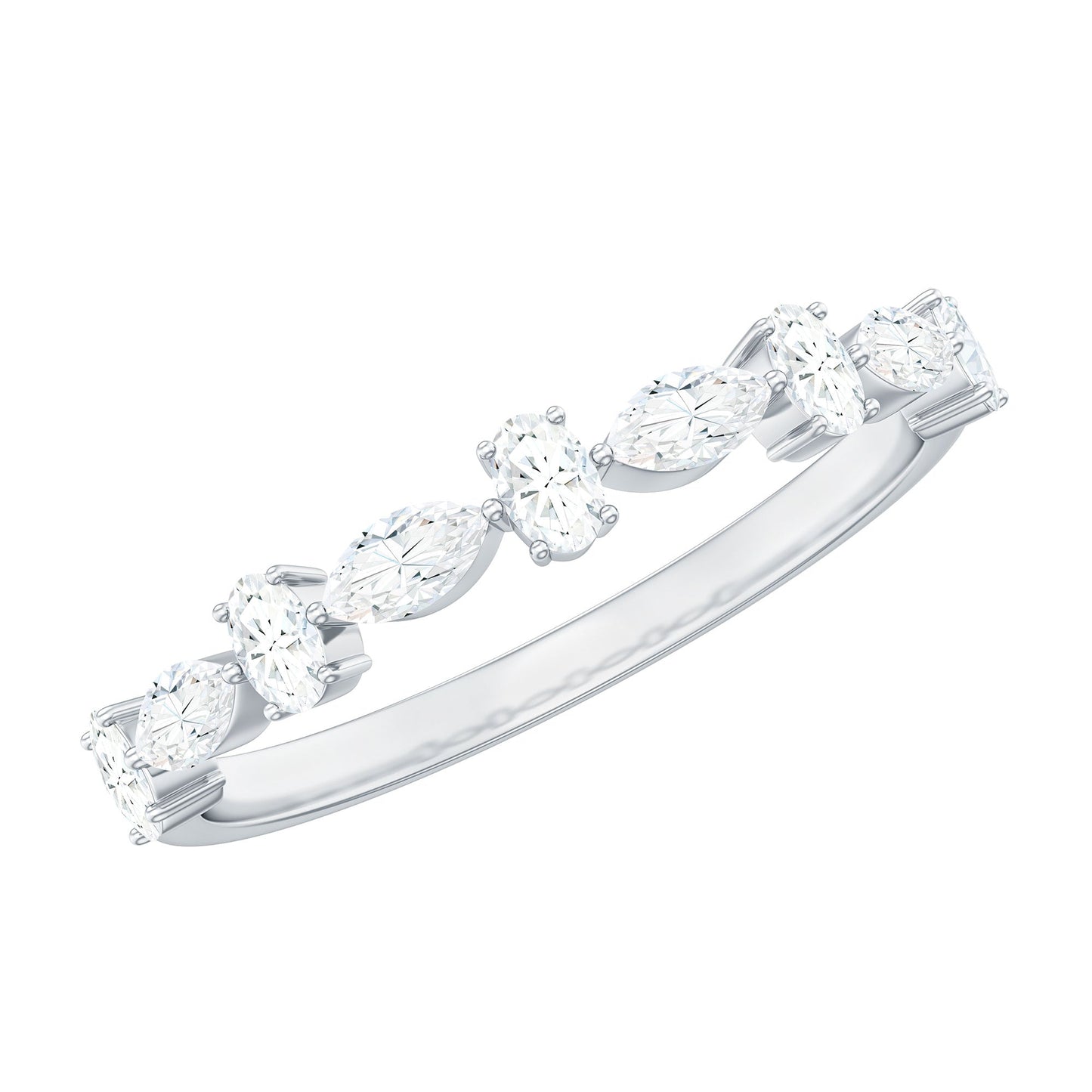 Marquise and Oval Shape Moissanite Half Eternity Ring