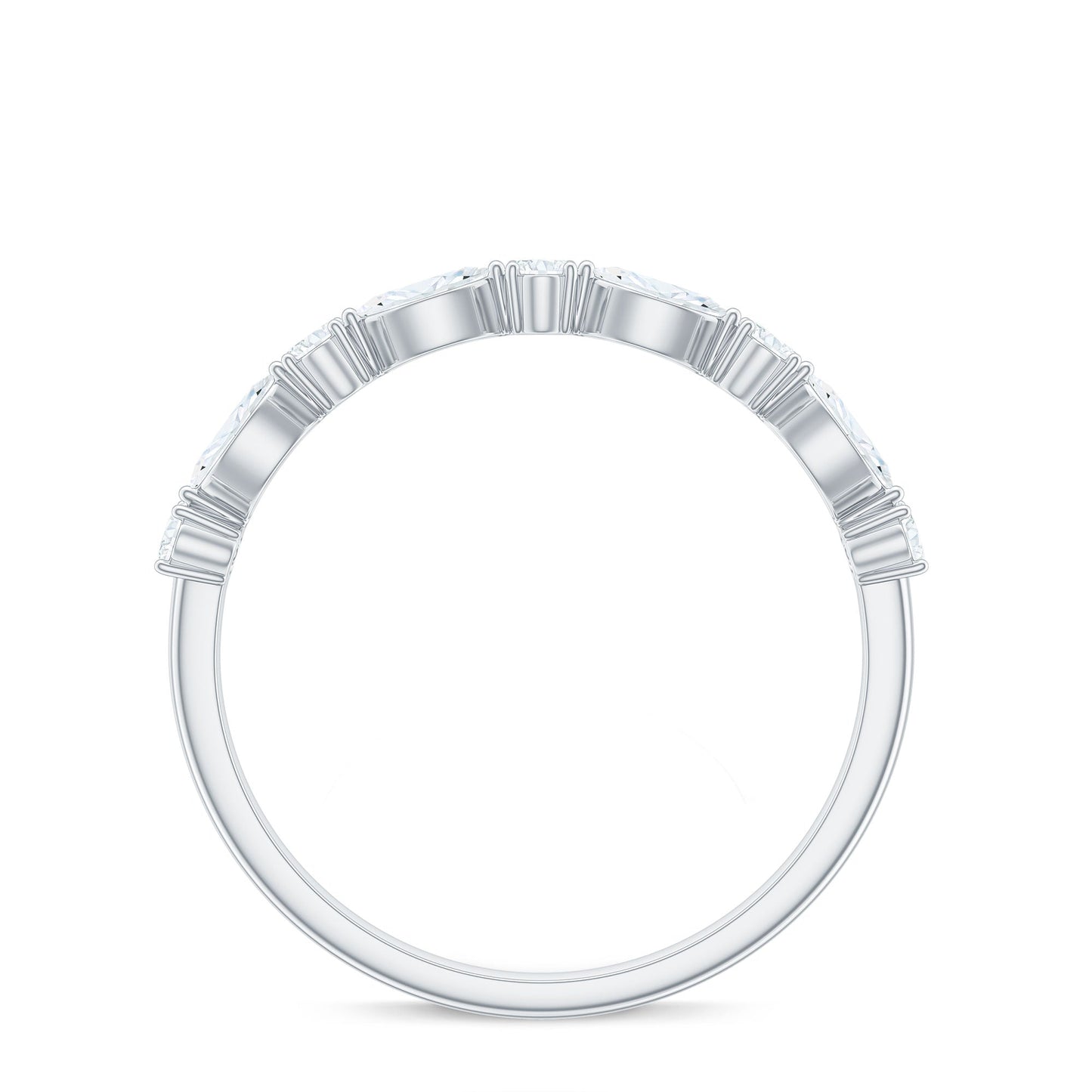 Marquise and Oval Shape Moissanite Half Eternity Ring