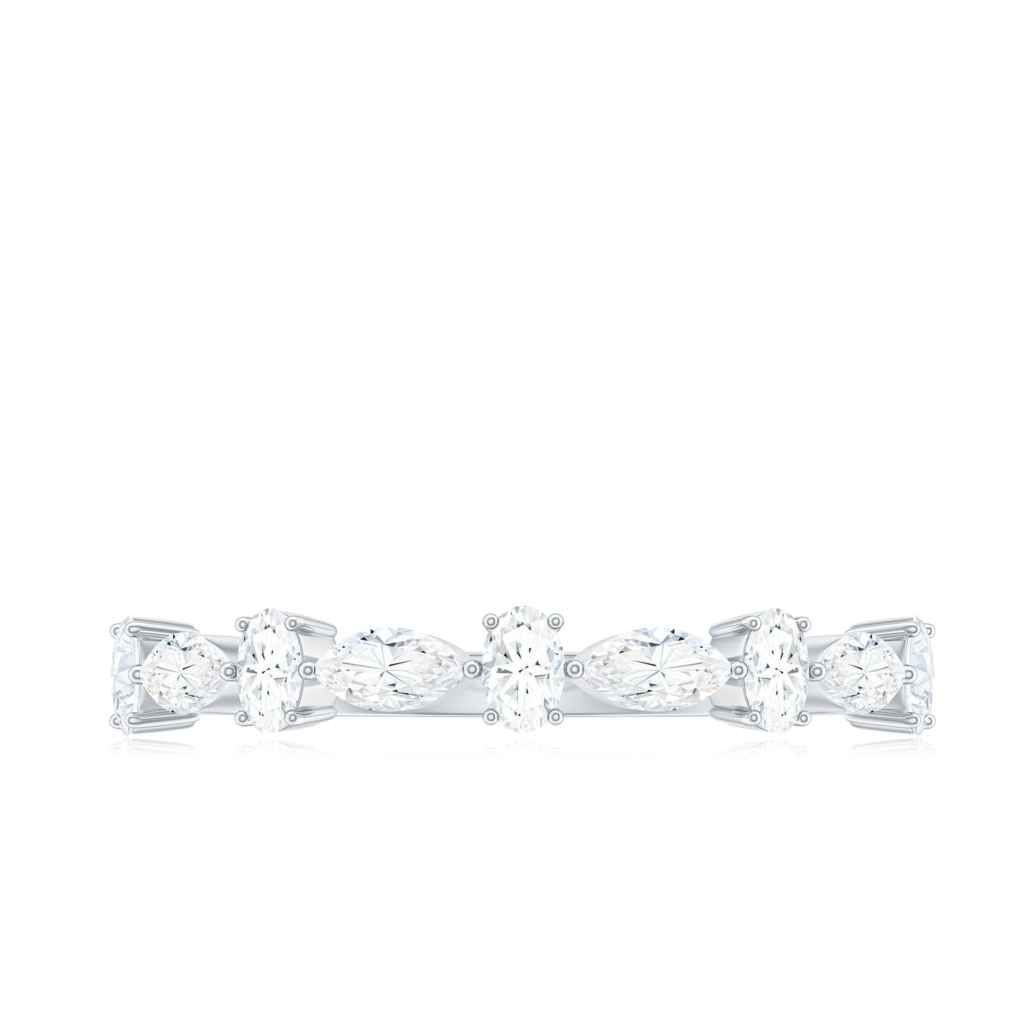Marquise and Oval Shape Moissanite Half Eternity Ring