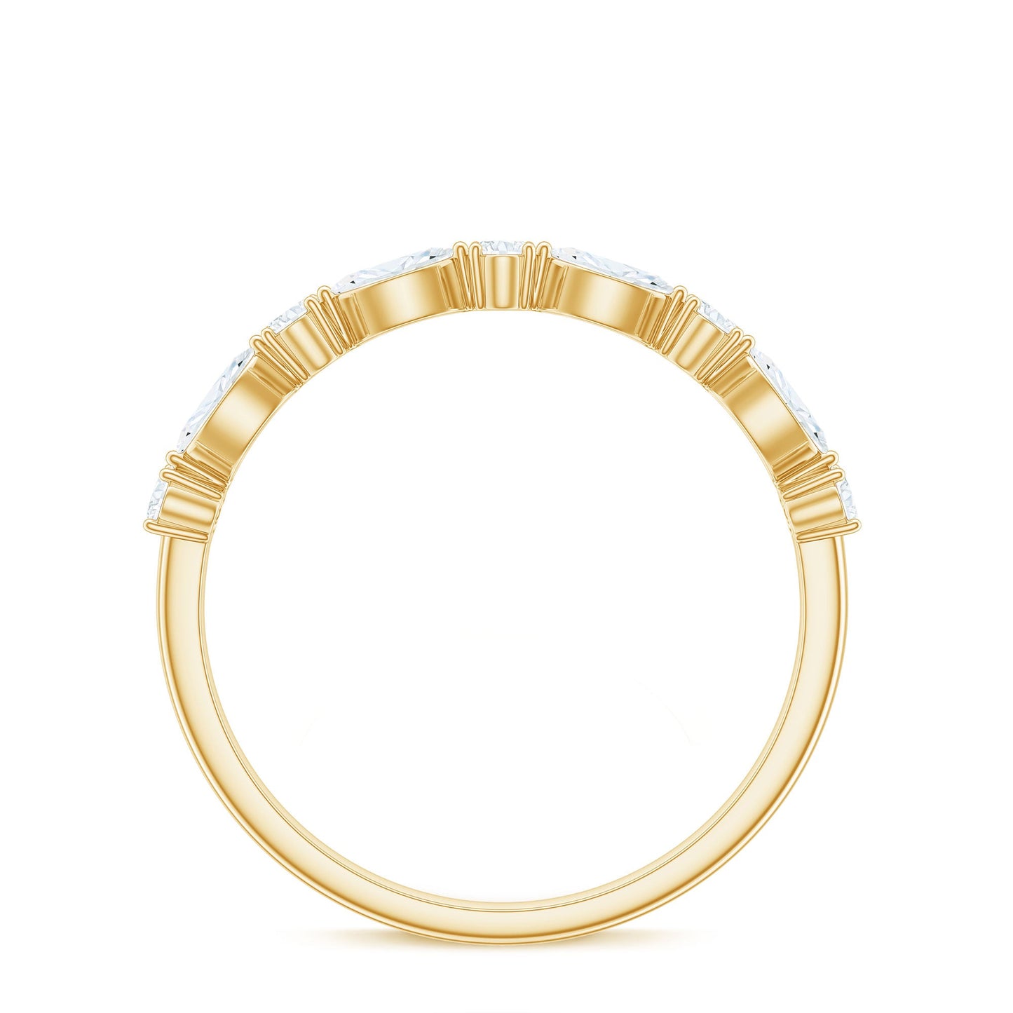 Marquise and Oval Shape Moissanite Half Eternity Ring