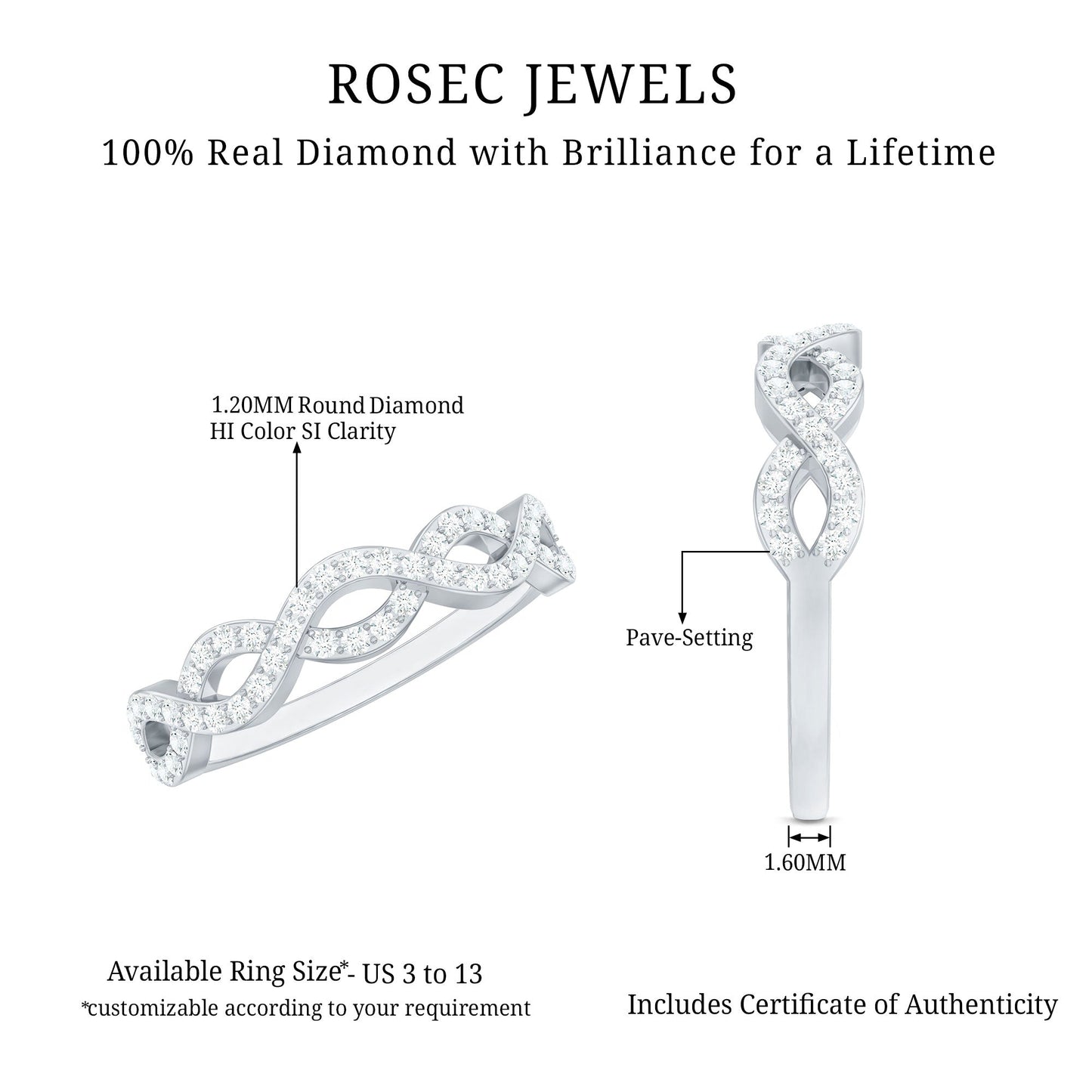 Certified Diamond Infinity Eternity Band