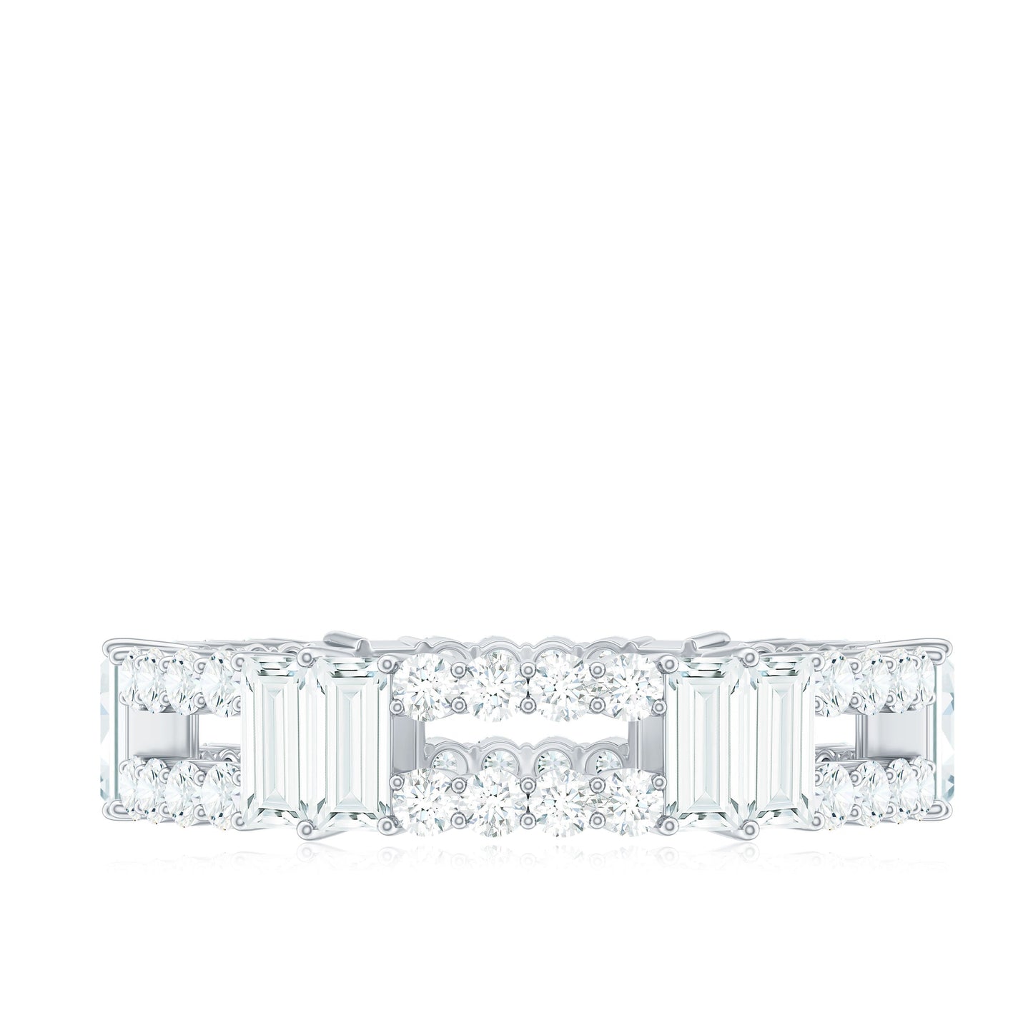 Unique Moissanite Eternity Wedding Band Ring