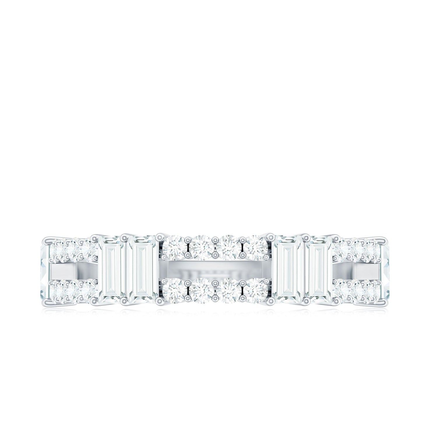 Baguette and Round Moissanite Half Eternity Band