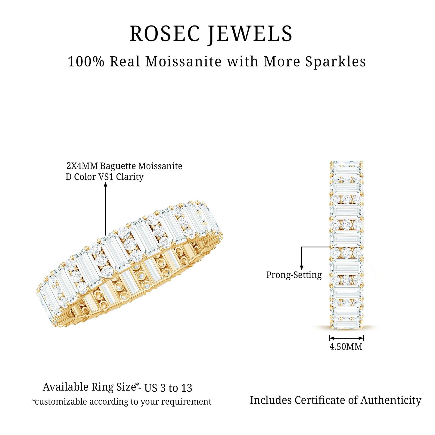 Certified Moissanite Wedding Anniversary Band for Women
