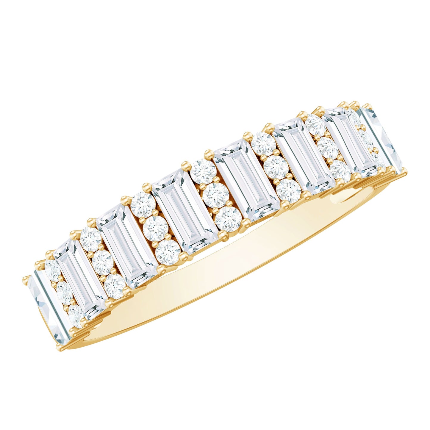 Certified Baguette Moissanite Half Eternity Band Ring for Women