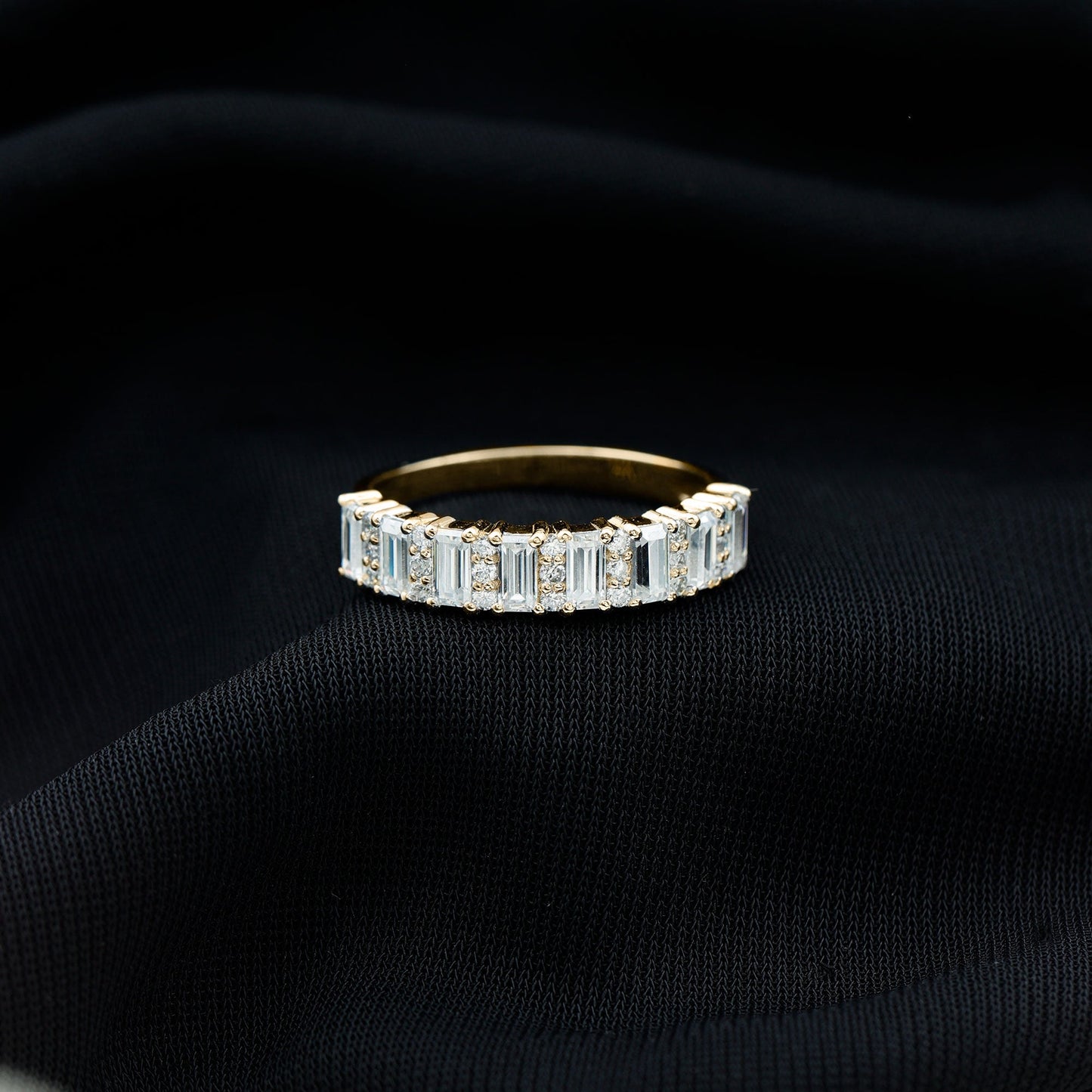 Certified Baguette Moissanite Half Eternity Band Ring for Women
