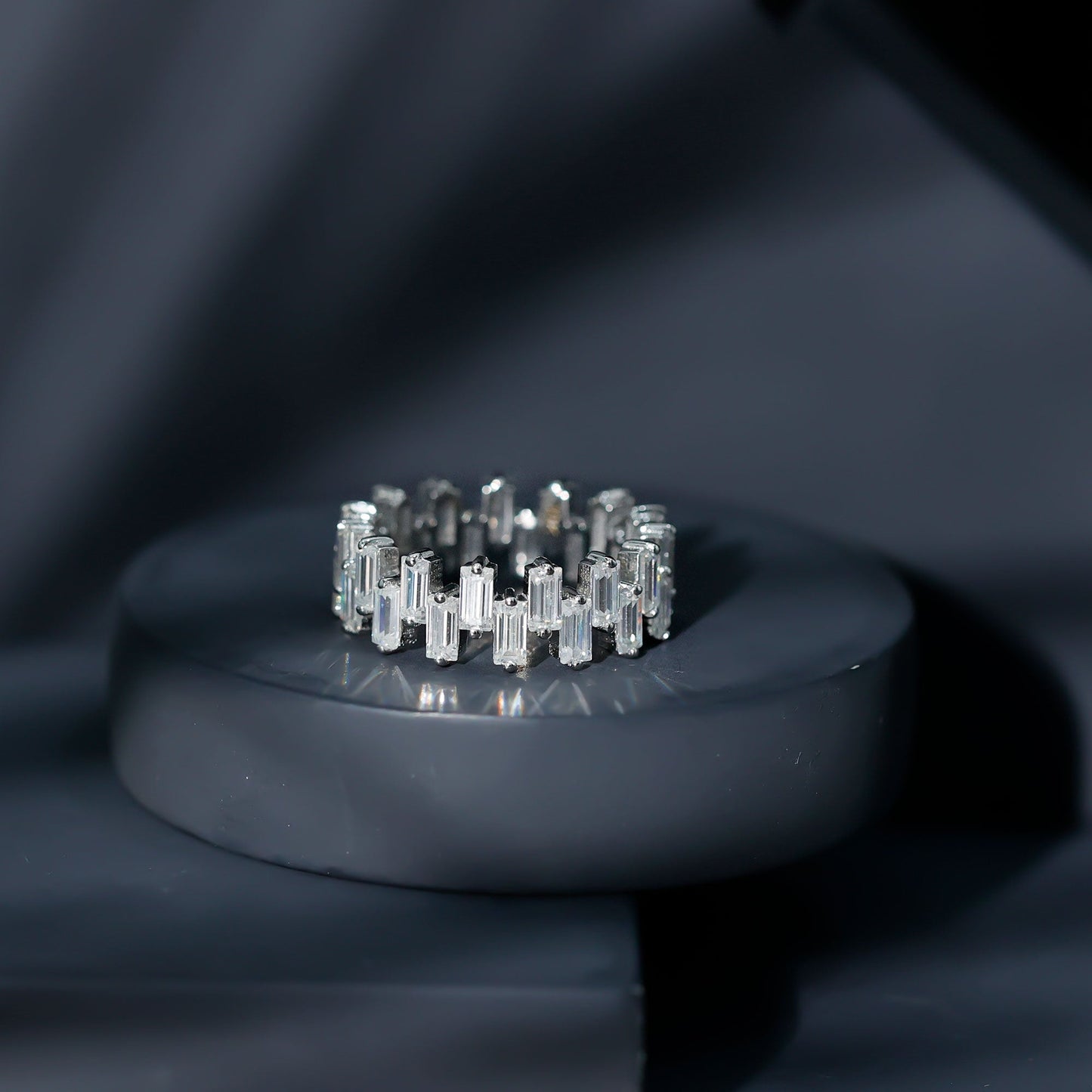 Certified Moissanite Baguette Eternity Band Ring
