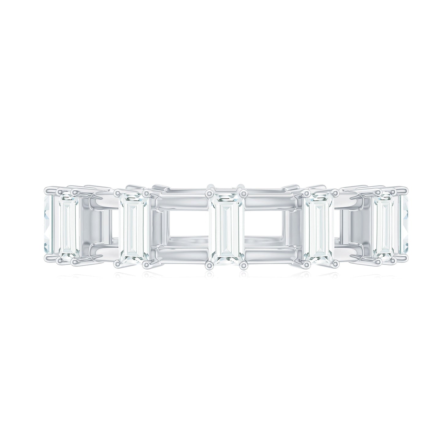 Moissanite Baguette Wedding Band with Certificate