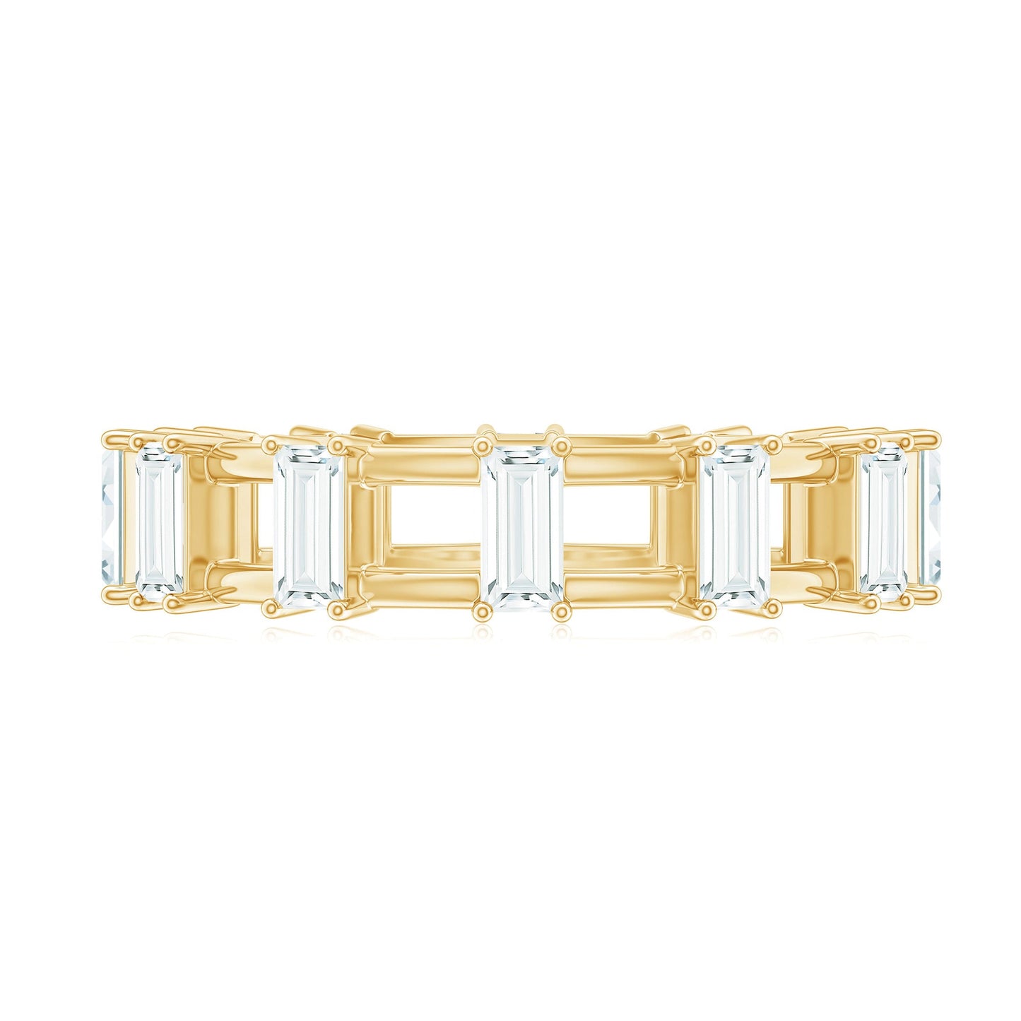 Moissanite Baguette Wedding Band with Certificate