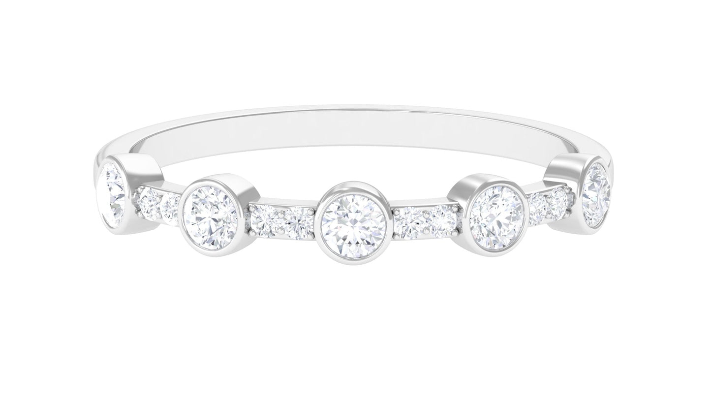 Natural Diamond Half Eternity Ring in Bezel Setting