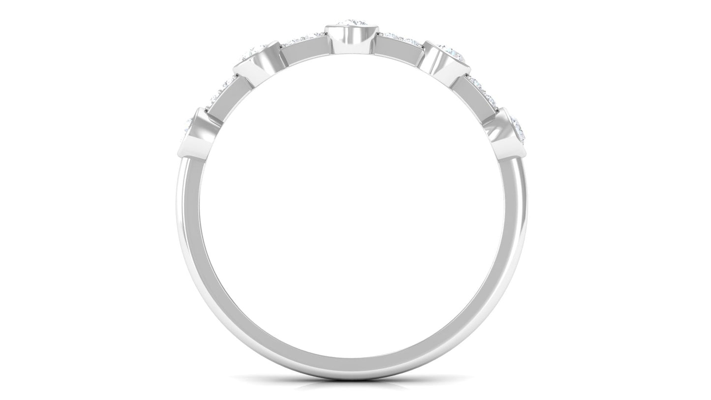 Natural Diamond Half Eternity Ring in Bezel Setting