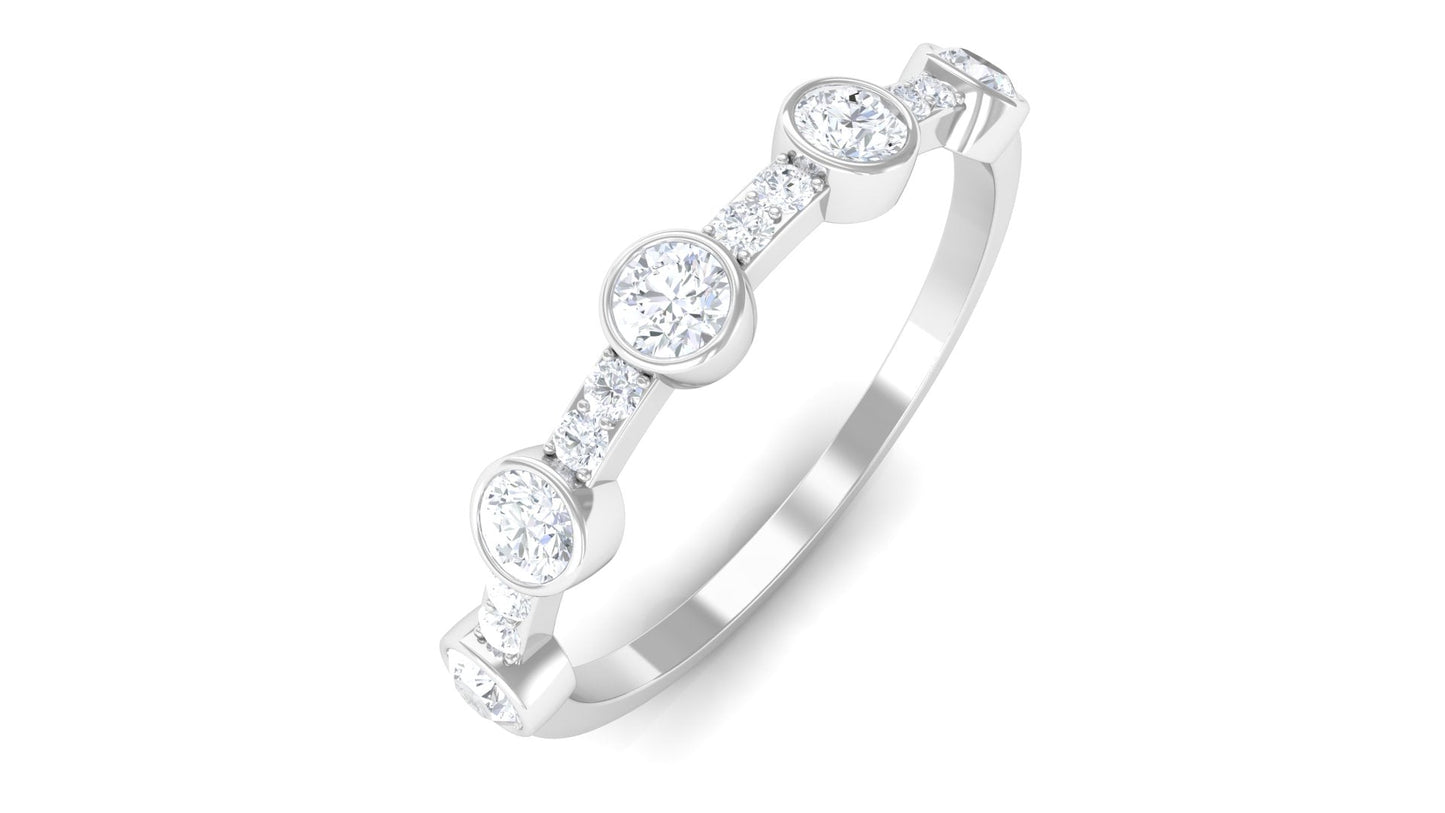 Natural Diamond Half Eternity Ring in Bezel Setting