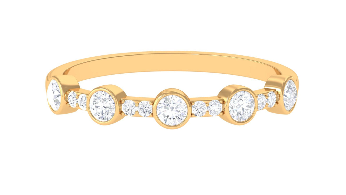 Natural Diamond Half Eternity Ring in Bezel Setting