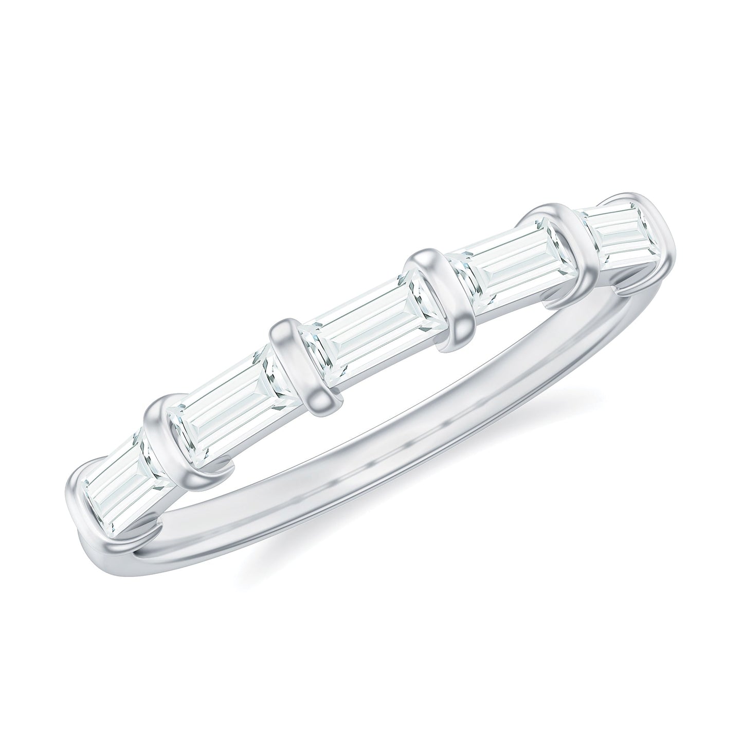 East West Set Moissanite Half Eternity Ring for Her