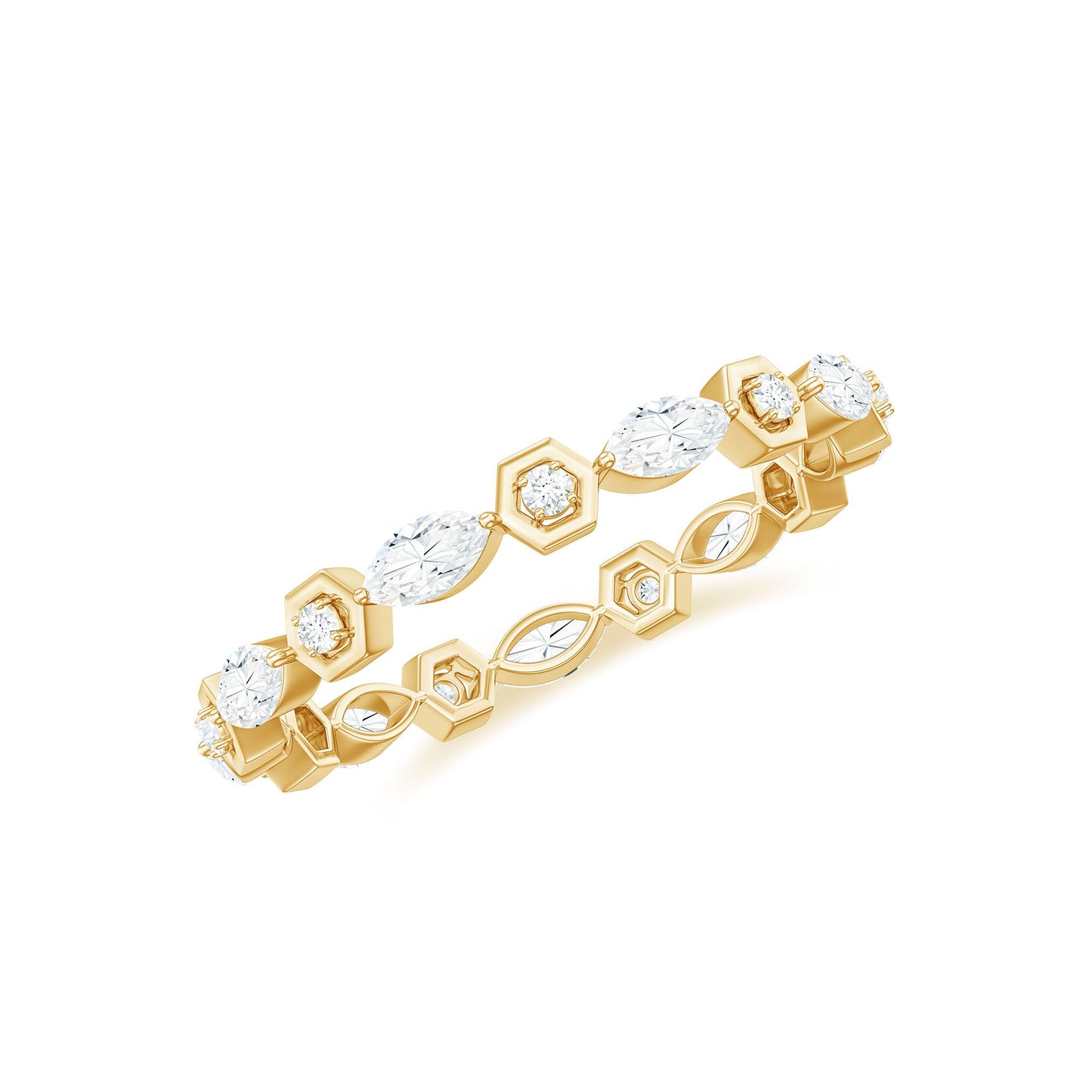 Certified Moissanite Contemporary Eternity Ring