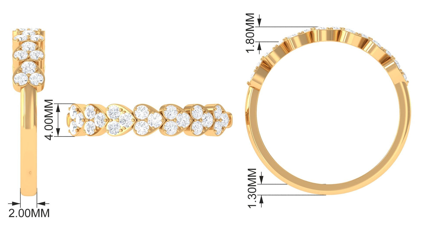 Certified Natural Diamond Heart Eternity Ring in East West Style