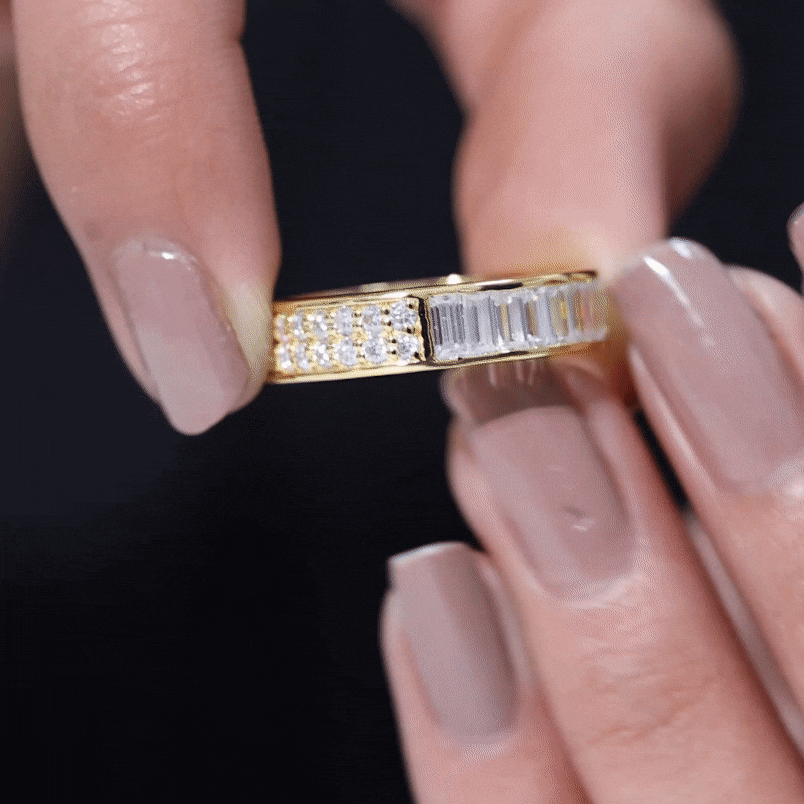 Certified Moissanite Wide Eternity Wedding Band