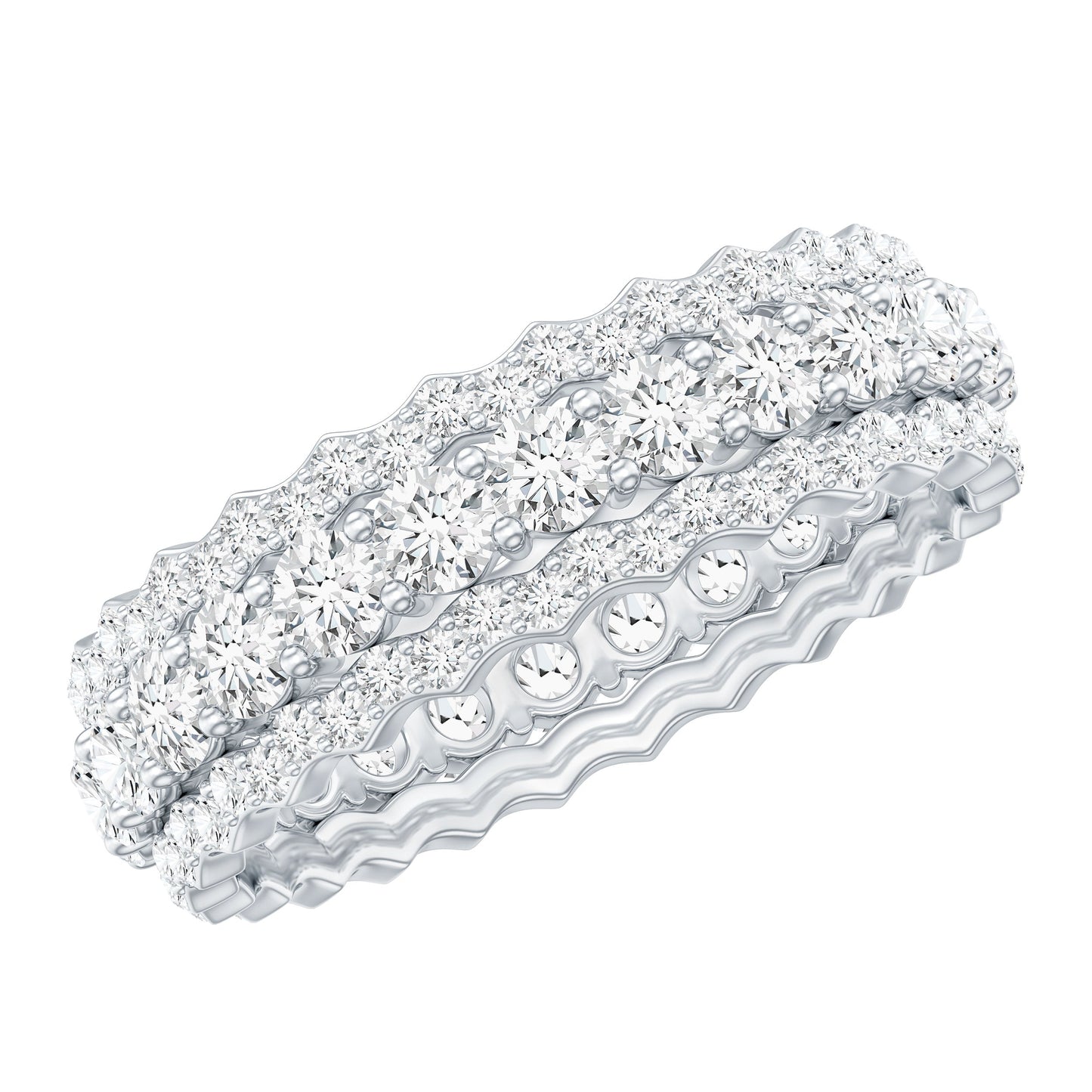 Certified Round Cut Moissanite Eternity Ring For Wedding