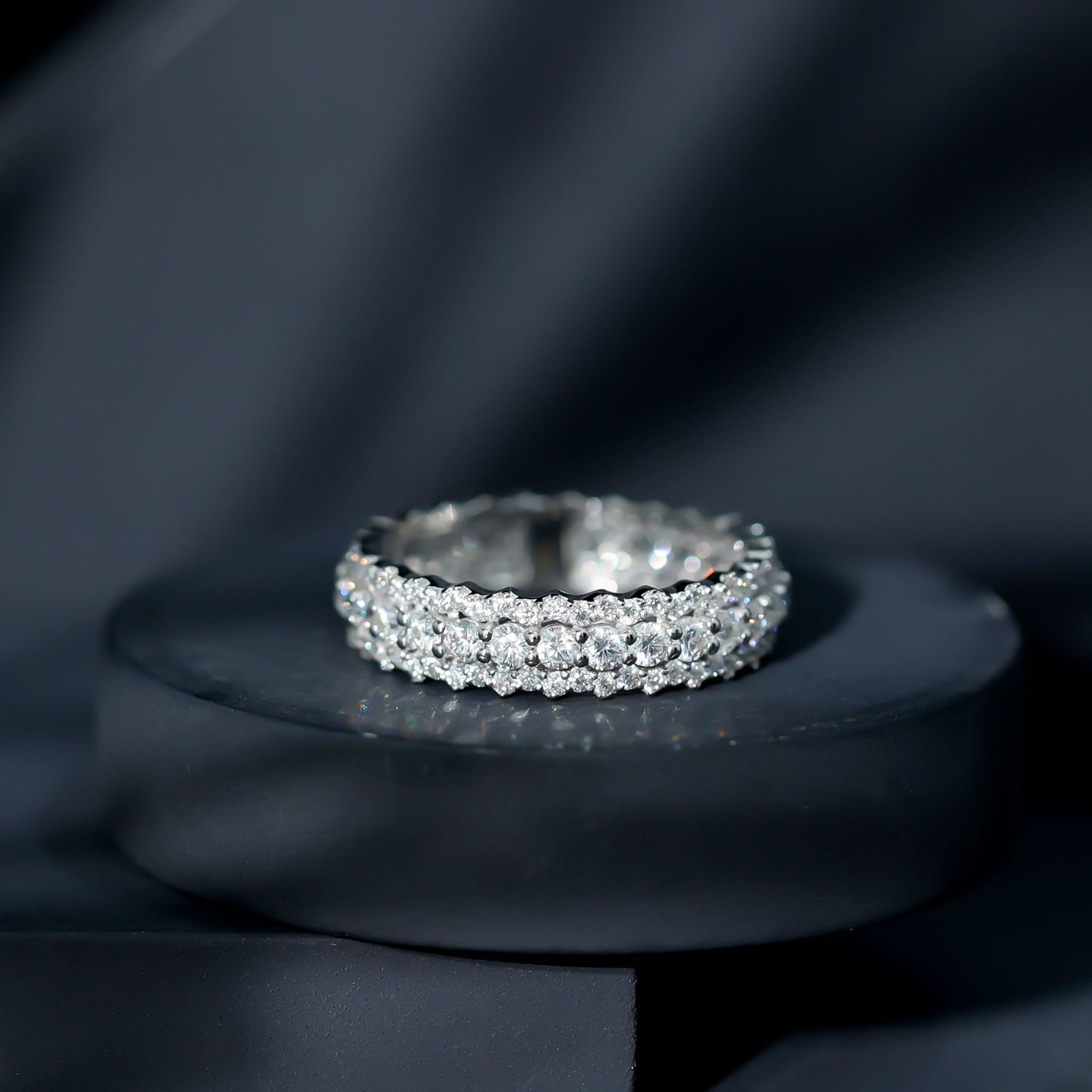 Certified Round Cut Moissanite Eternity Ring For Wedding