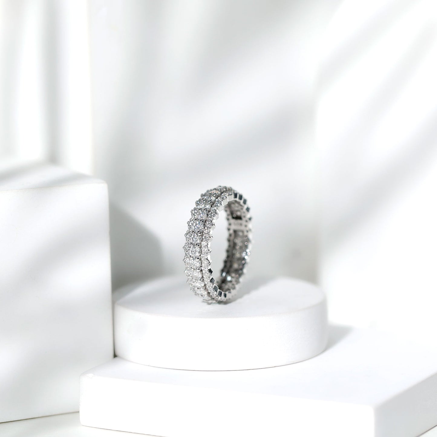 Certified Round Cut Moissanite Eternity Ring For Wedding