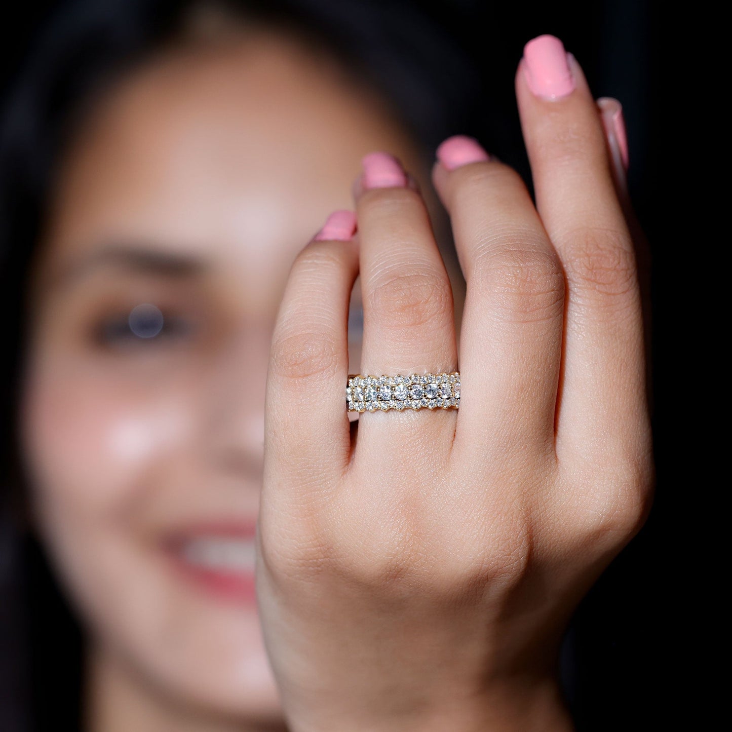 Certified Round Cut Moissanite Eternity Ring For Wedding
