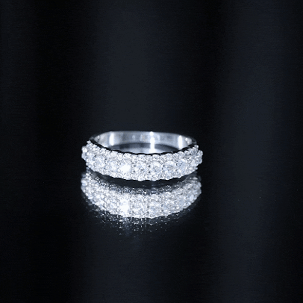 Classic Moissanite Half Eternity Wedding Band Ring