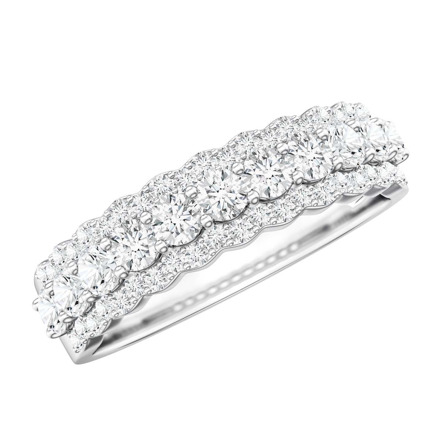 Classic Moissanite Half Eternity Wedding Band Ring