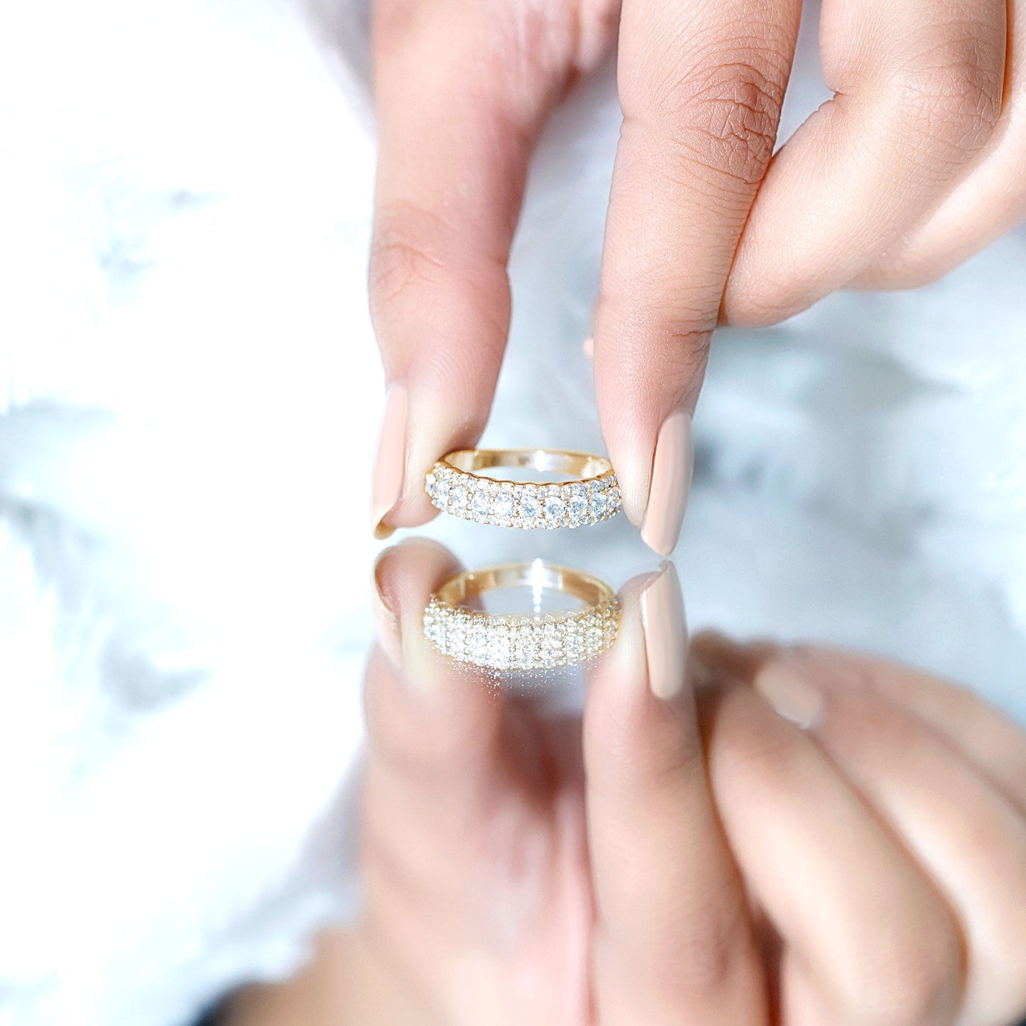 Classic Moissanite Half Eternity Wedding Band Ring