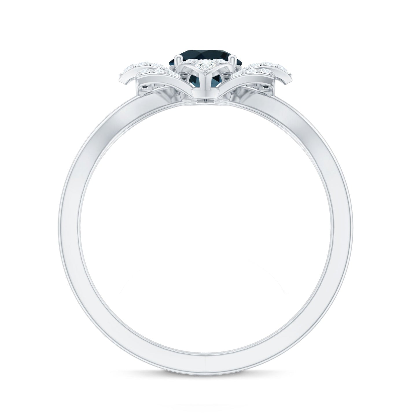 Flower Inspired London Blue Topaz and Diamond Engagement Ring