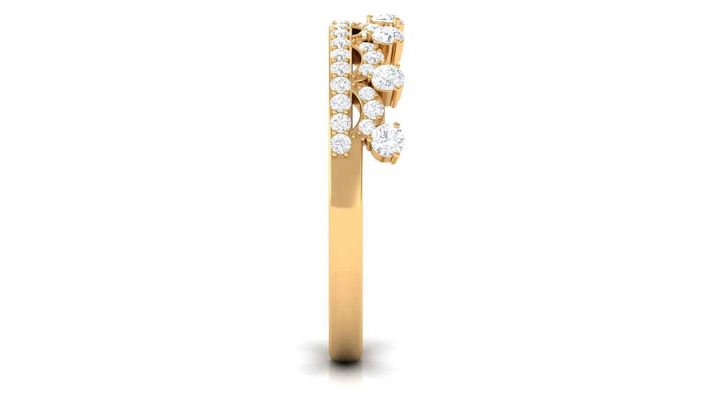 Natural Diamond Half Eternity Ring in Crown Style