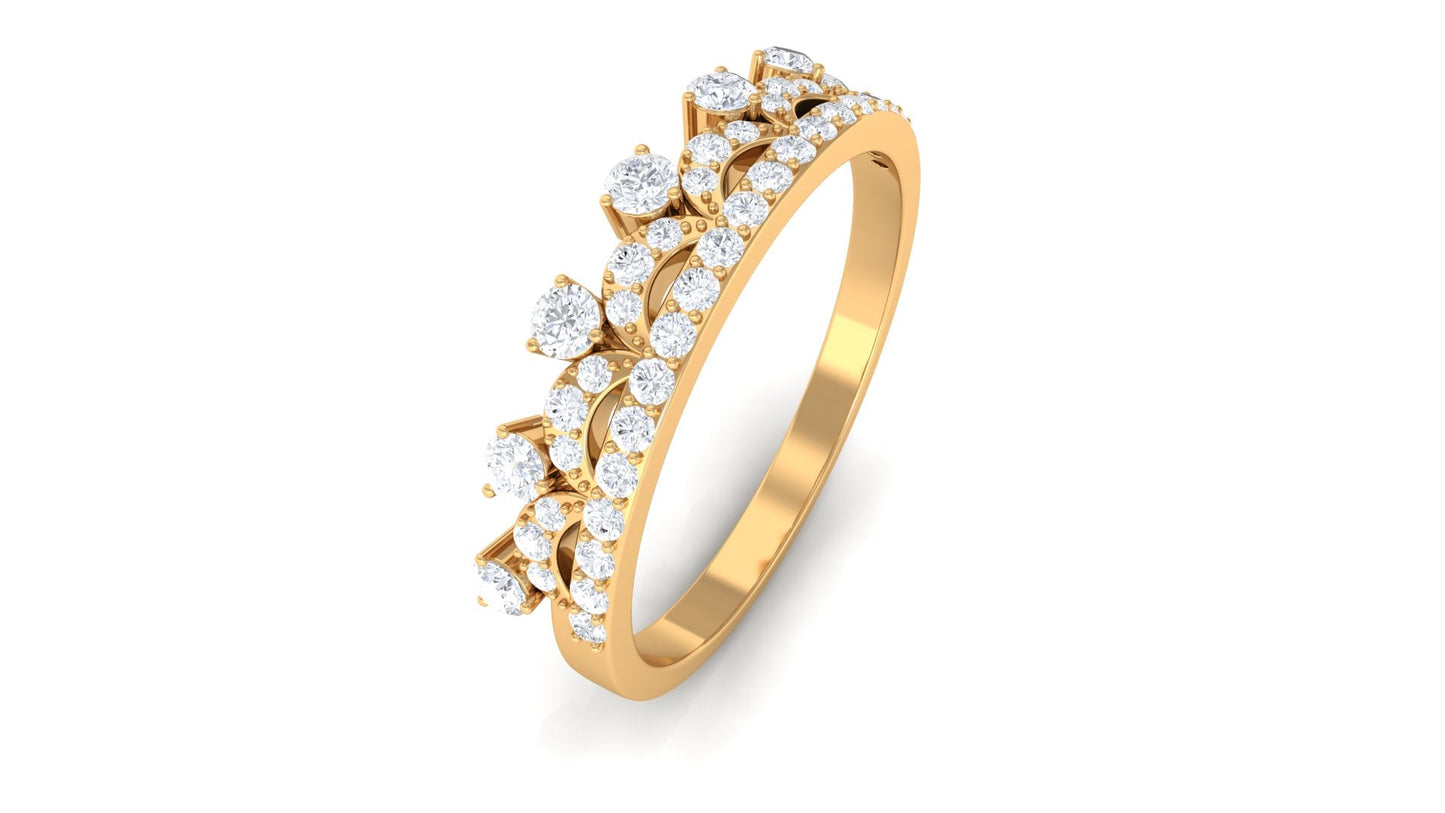 Natural Diamond Half Eternity Ring in Crown Style