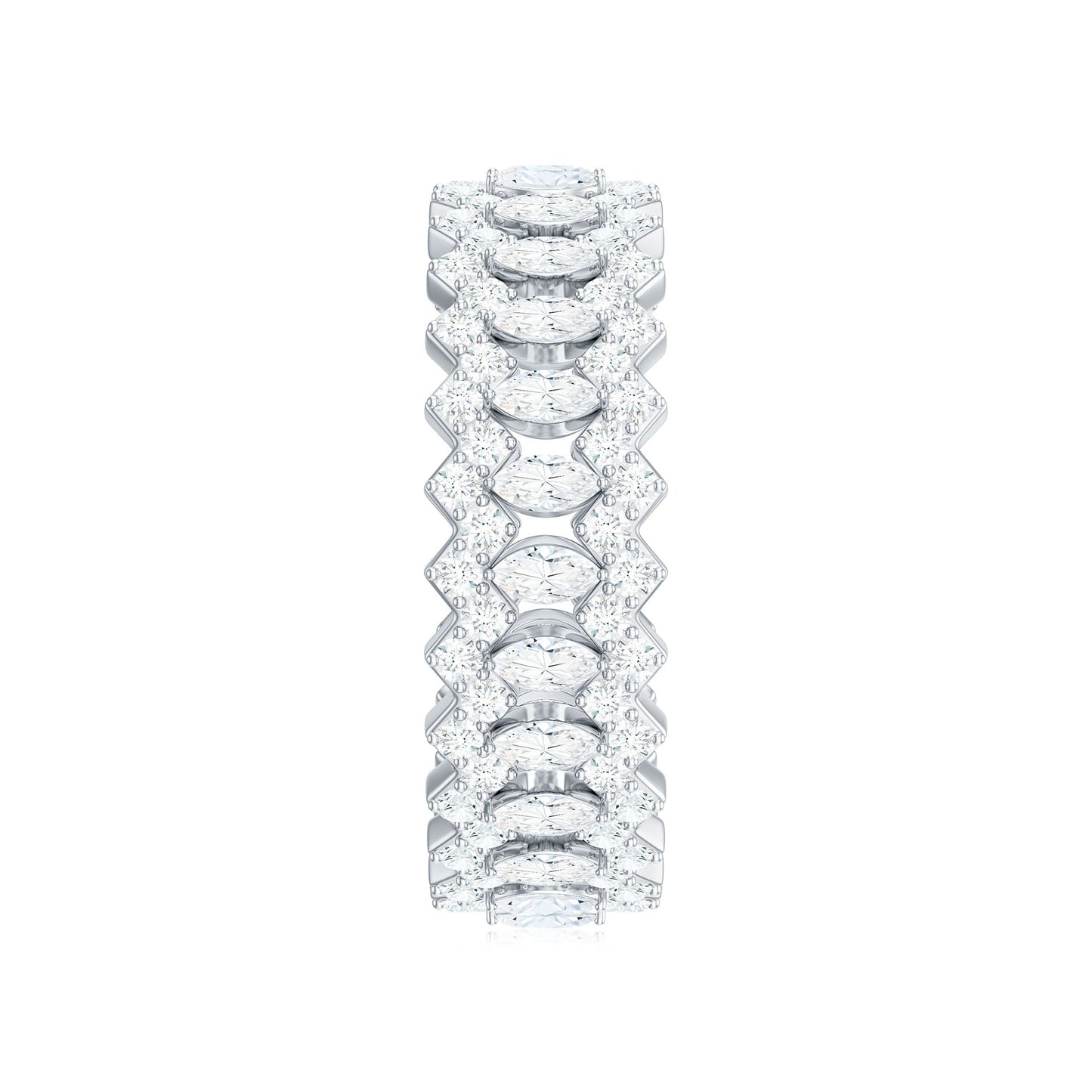 Certified Wide Moissanite Designer Wedding Band