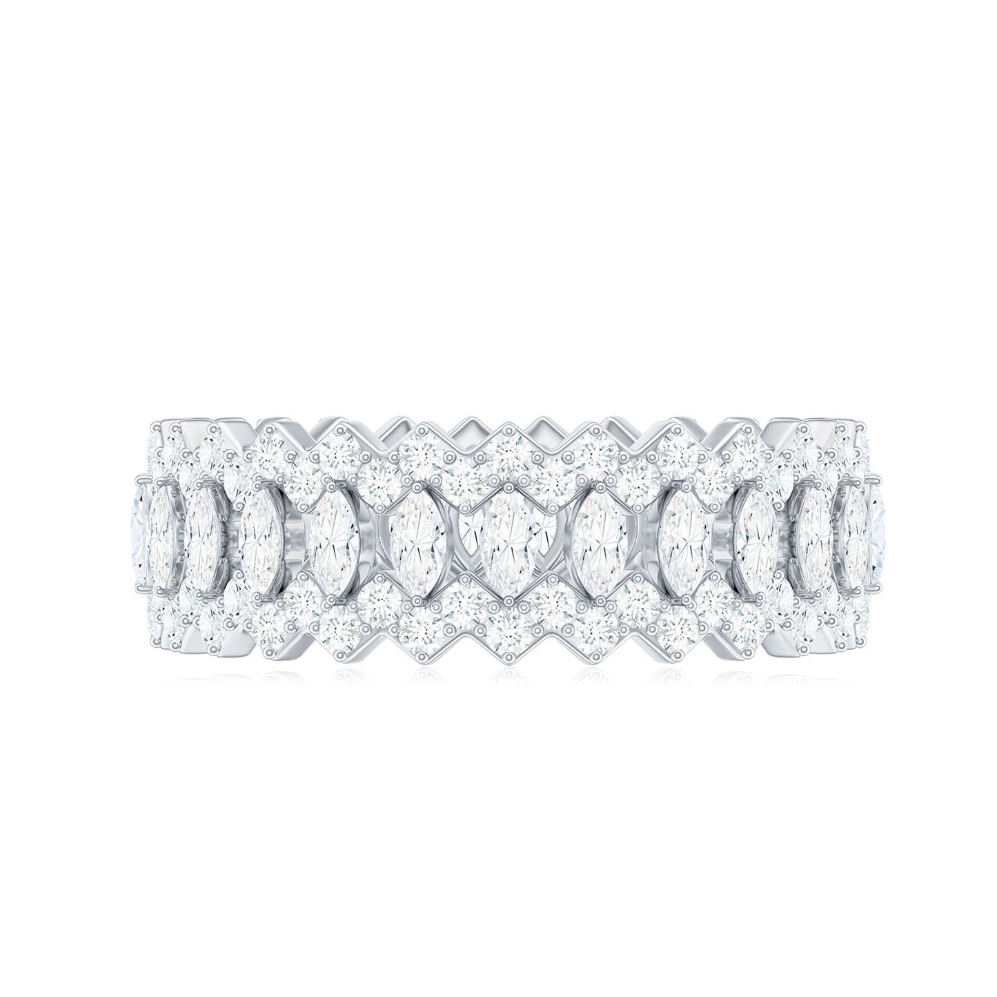 Certified Wide Moissanite Designer Wedding Band