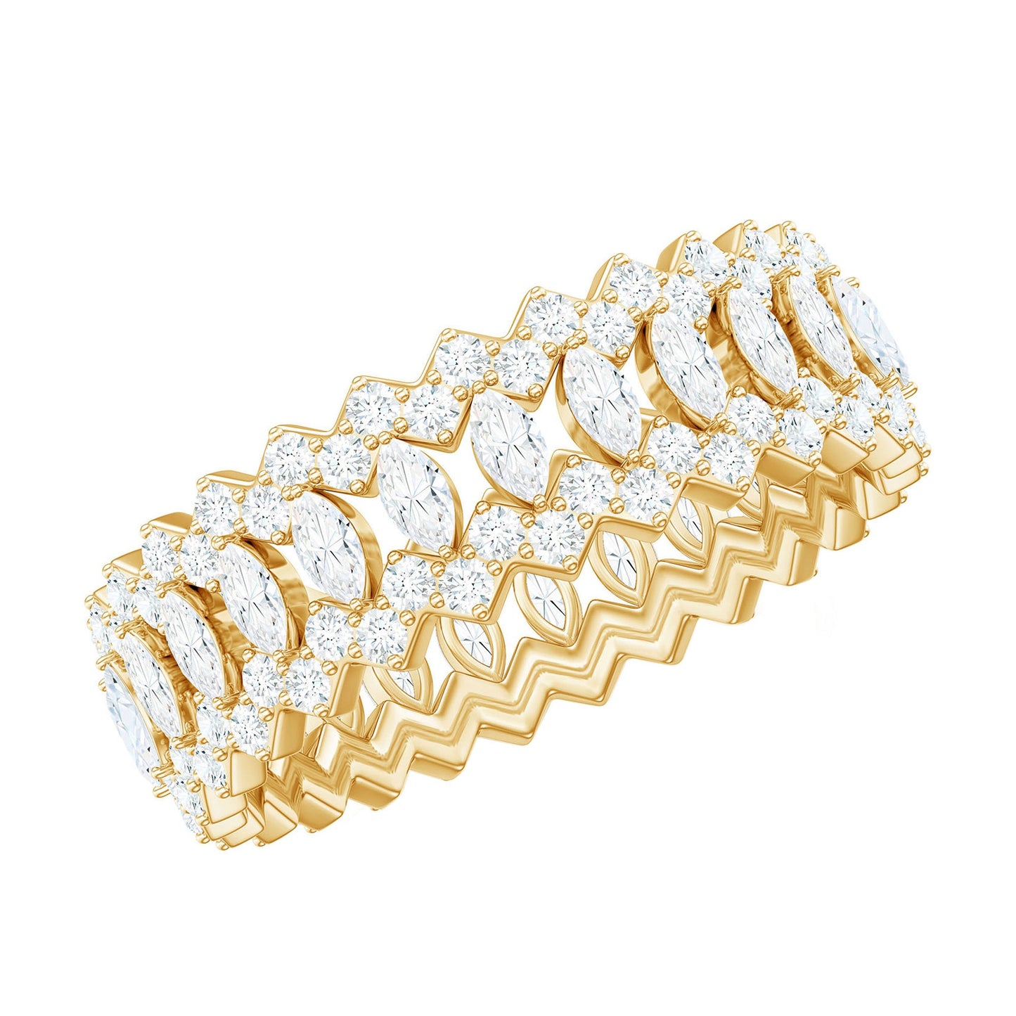 Certified Wide Moissanite Designer Wedding Band