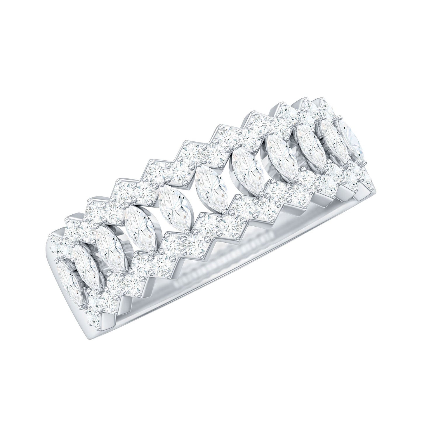 Certified Moissanite Designer Half Eternity Band Ring