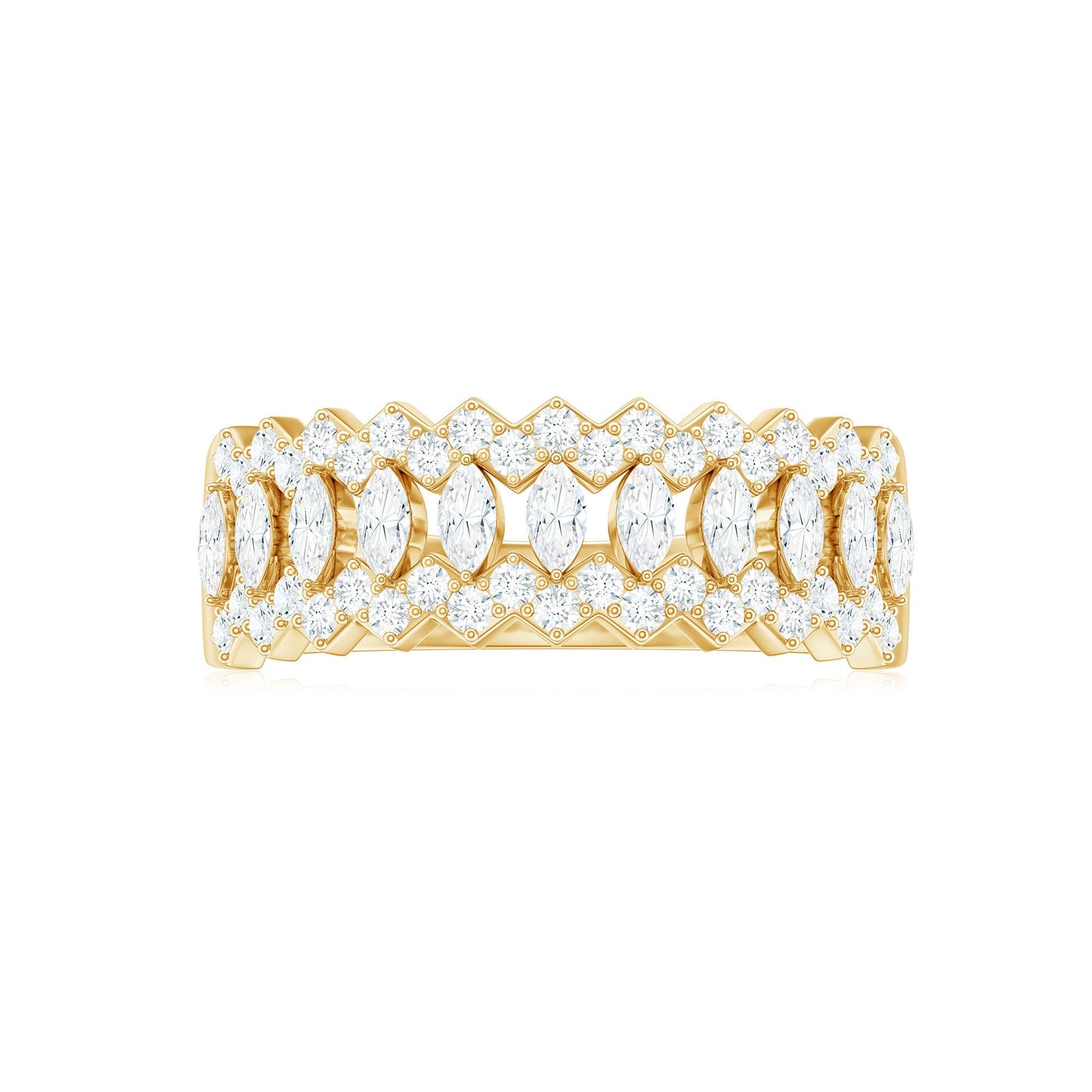 Certified Moissanite Designer Half Eternity Band Ring