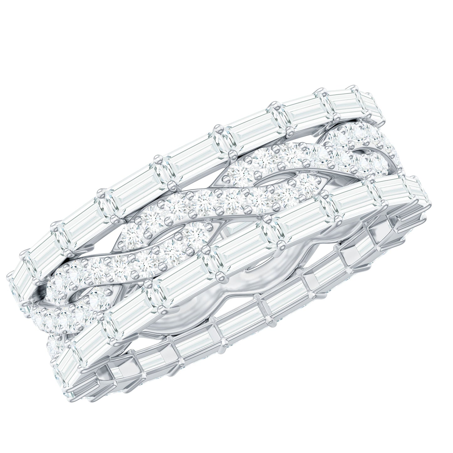 Certified Thick Moissanite Infinity Wedding Band Ring
